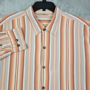 Tommy Bahama Men's  2XL Button-Up Striped Shirt‎ 100% Silk Casual